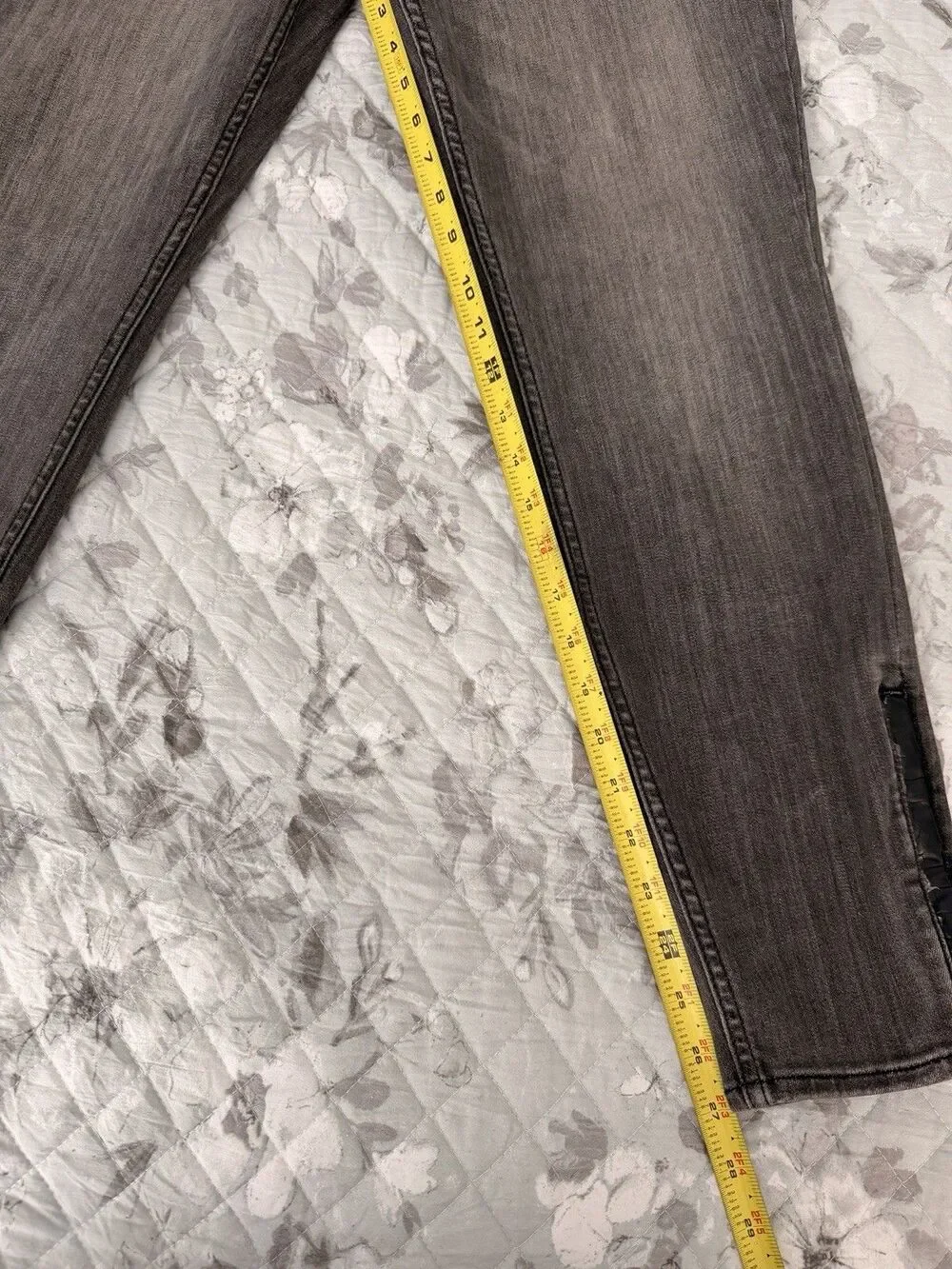 WHBM High Rise Skinny Ankle Jeans Size 14 Gray Denim Faux Croc Zip Hem Stretch